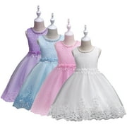 Godderr Girls Princess Dress for Kids Toddler 2-12Y Baby Tulle Bridesmaid Dress Wedding Dance Party Pageant Communion Princess Gowns Sleeveless Formal Dresses